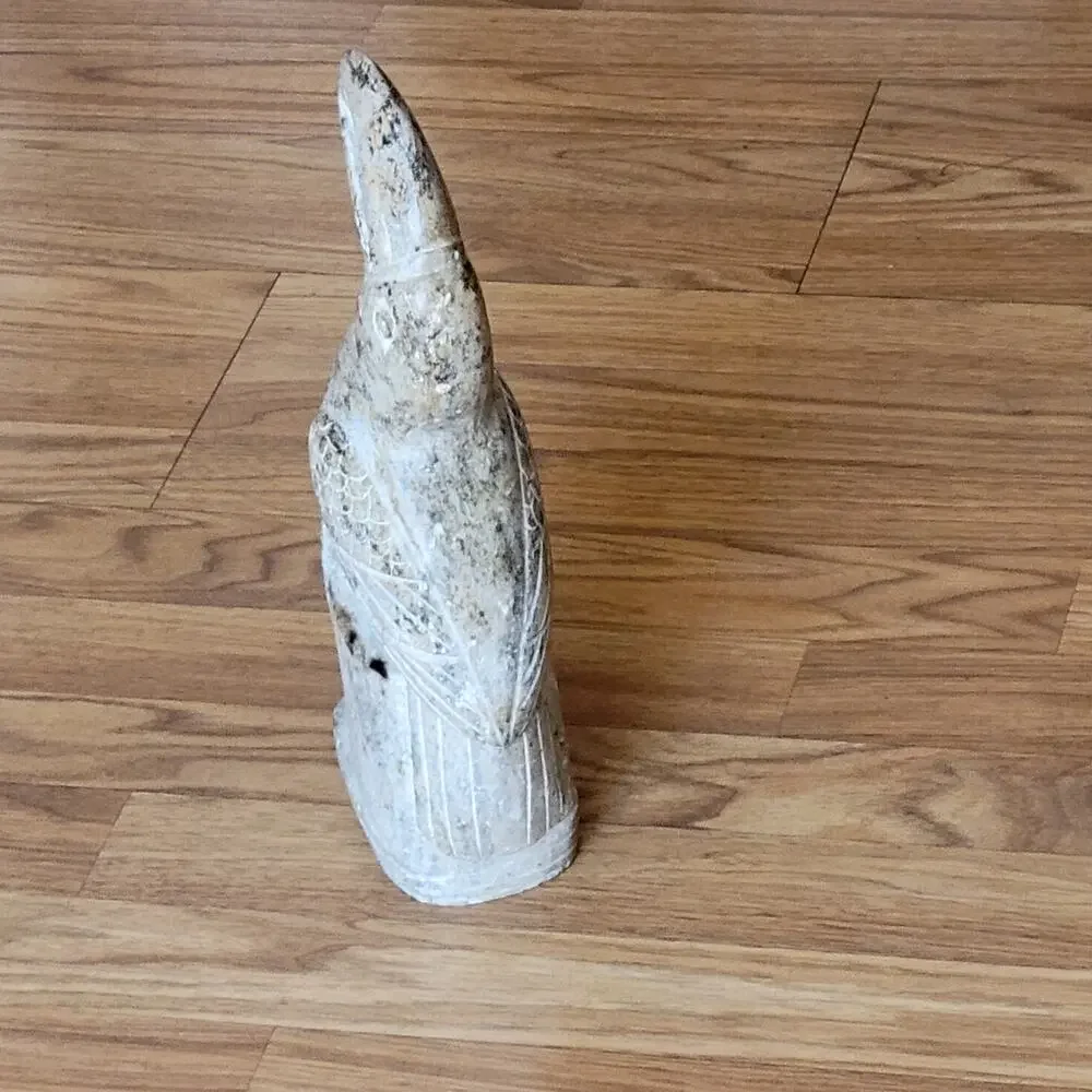 Vintage Toucan with owl figurine sculpture hand carved natural stone